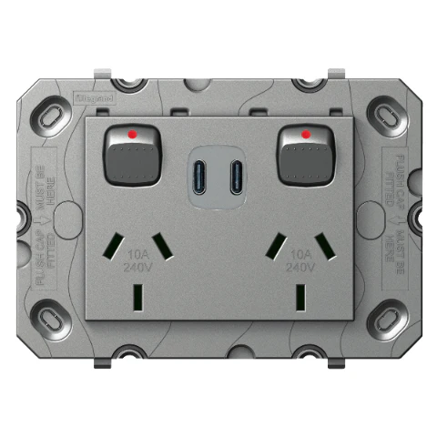 Legrand Arteor Double Powerpoint With USB C+C Charger, Available in 2 Finishes