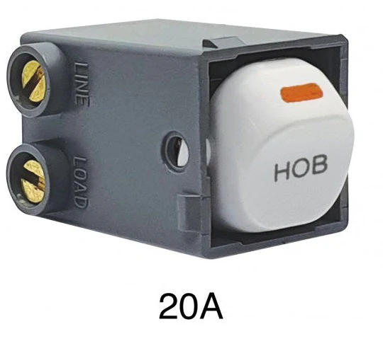 Trader Meerkat Standard 20a Double Pole Switched Mechanism Marked HOB, Available in 2 Colours