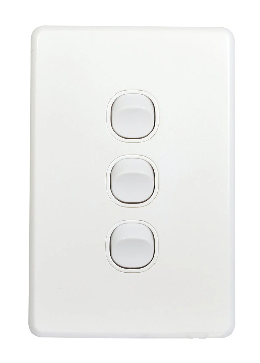 Flat Cat Slimline 3 Gang Complete Switch, Available in 4 Colours - Image 2