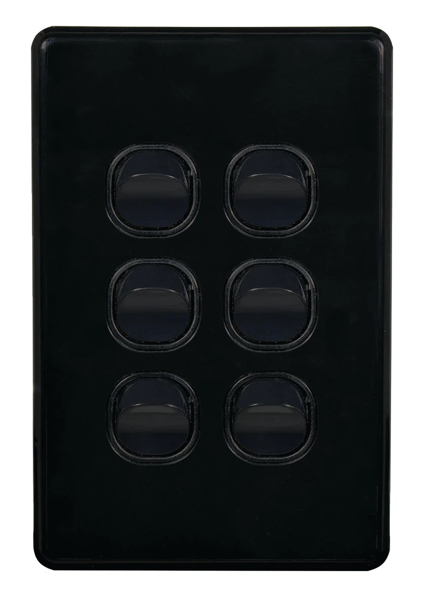 Flat Cat Slimline 6 Gang Complete Switch, Available in 4 Colours - Image 2