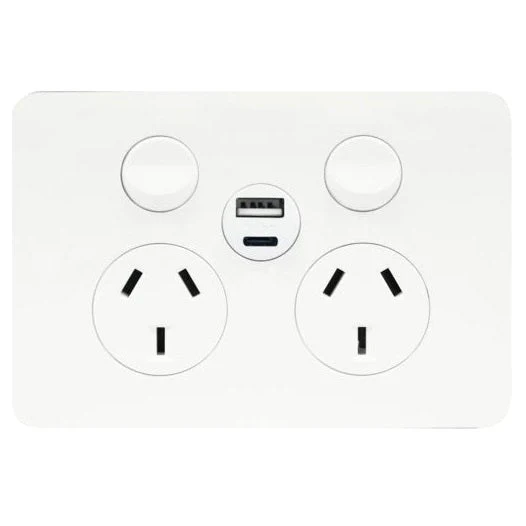Hager Allure Double Powerpoint 10a With Type A&C USB Charger, Available in 3 Colours - Image 2
